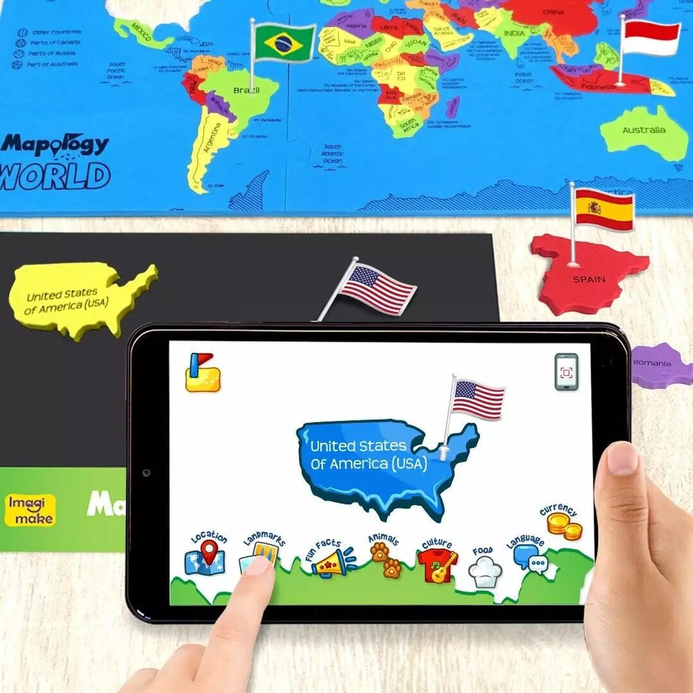 Mapology World AR, Interactive Learning Aid- Augmented Reality Educational Toy