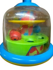 Push-Action Spinning Toy For Toddlers Bright Multi-Color Design 7 Inches Tall