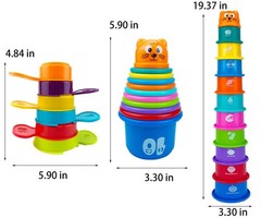 Ella Dream 17 PCs Multicolor Nesting and Stacking Cups Set, Small,