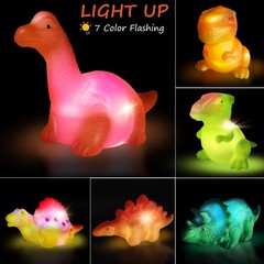 Light Up Bath Toys,6 Packs Floating Dinosaur Bathtub Toys for Small