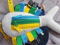 Sensory 4 U narwhal plush buckles snaps straps hooks zipper learning toy