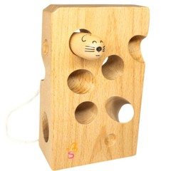 Montessori Wooden Cheese Lacing Activity Toy for Baby & Toddler