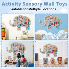 Large Elephant Wooden Activity Wall Panel Christmas Gift Educational Montesso…