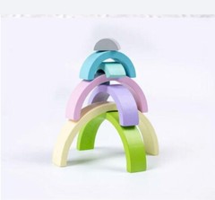 Wooden Rainbow Stacking Toy, Wood Rainbow Stacker Arch Game, Montessori Arch Br