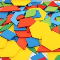 Wooden Pattern Blocks Set 250 Pcs Montessori Tangram Geometric Shape Puzzle