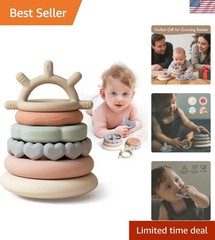 Stacks of Circles Soft Teething Toy | Educational Learning Baby Toy | Stackin…