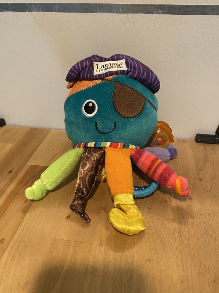 Tomy Lamaze Pirate Plush Octopus Baby Rattle Crinkle Teether Multicolor Infant