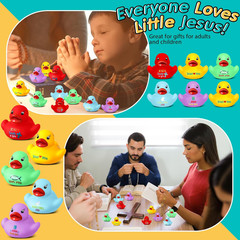 50 Pcs 2 Inch Jesus Loves You Rubber Ducks Bulk Christian Mini Duck Figures Reli
