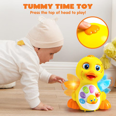 Baby Toys Duck, Infant Dancing Crawling Musical Toys 18+ Months, Tummy Time Ligh