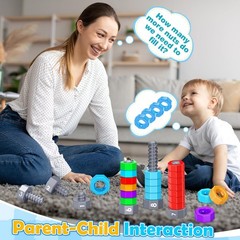 2-in-1 Montessori Counting & Stacking Toys for Toddlers 1-5 | Sensory Learning G