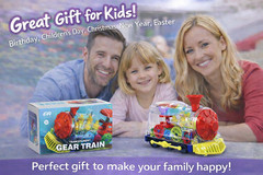 Light Up Transparent Gear Train Toy for Kids, Musical LED Crawling & Tummy Time