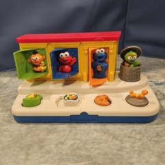 2004 Sesame Street Pop Up Toy Mattel Elmo Cookie Monster Oscar Tested No Sound