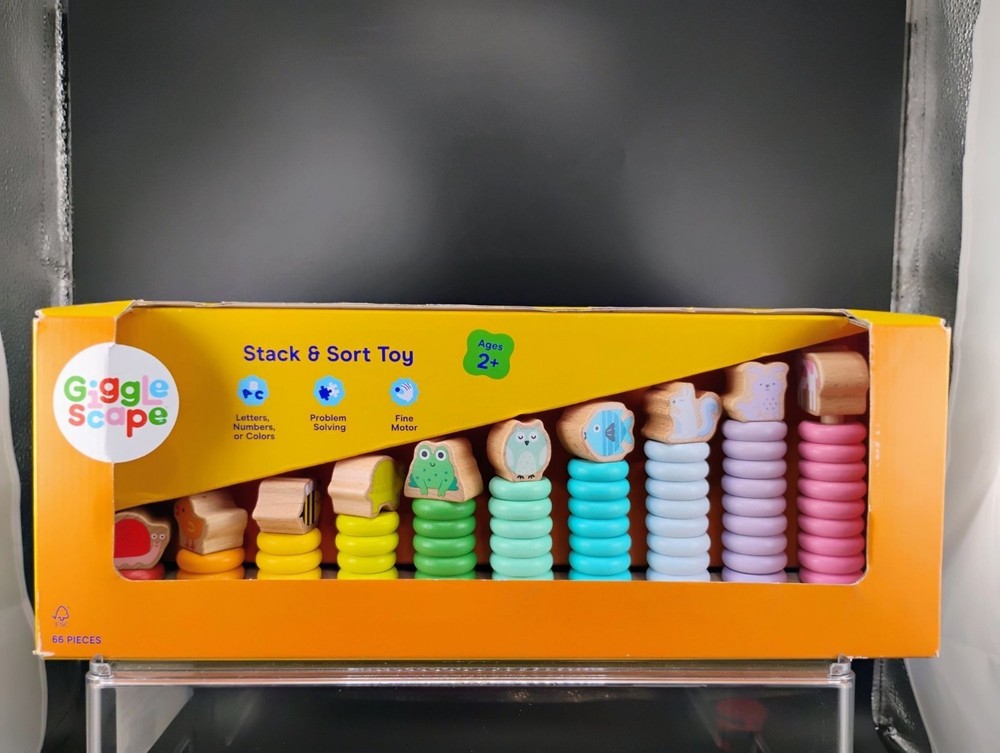 Gigglescape Wooden Stack & Sort Toy For Ages 2+