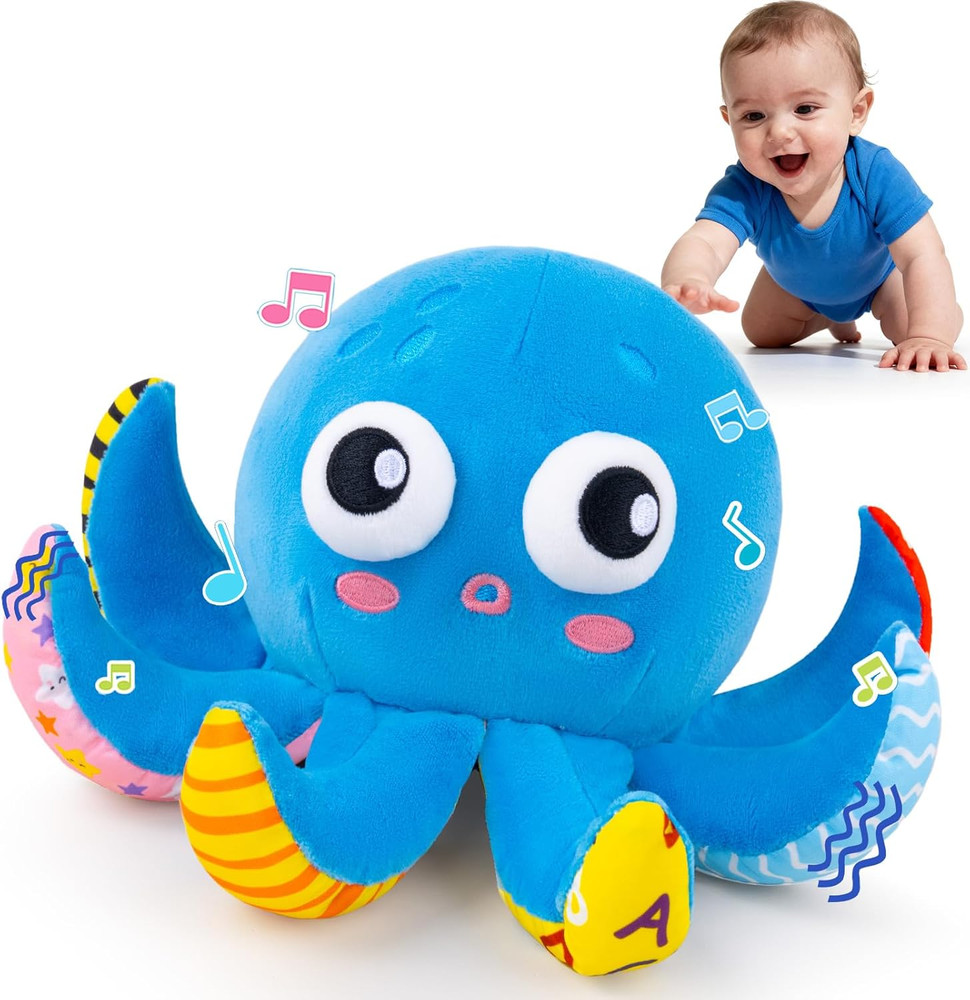 Baby Toys 6-12 Months, Musical Crawling Toys Bouncing Dancing Octopus Plush Toys