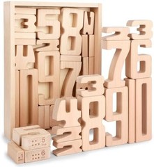 Wooden Number Building Blocks, Large Digit Blocks 1-10, 32 Pcs Number Toys | …