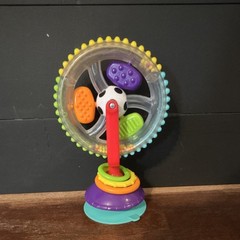 Multicolor Baby Sensory Developmental Spinning Wheel Rattle Toy w/ Suction Base