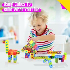 100 Math Linking Cubes, Math Cubes with 320 Reusable Stickers Manipulative Ge…