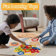 Toddler Puzzles Montessori Toy Wooden Shape Sorting Puzzle Sensory Toy Toddle…