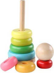 “Stacking Rings Toy Wooden Rainbow Stacker Toddler Learning Toys for 18 Months..