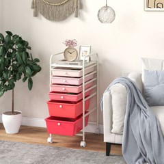 6 Drawers Rolling Storage Cart Organizer-Pink – Color: Pink