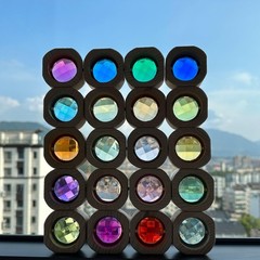 20PCS Wooden Gem Blocks Stacking Toys,Colorful Acrylic Windows Blocks, Rainbo…
