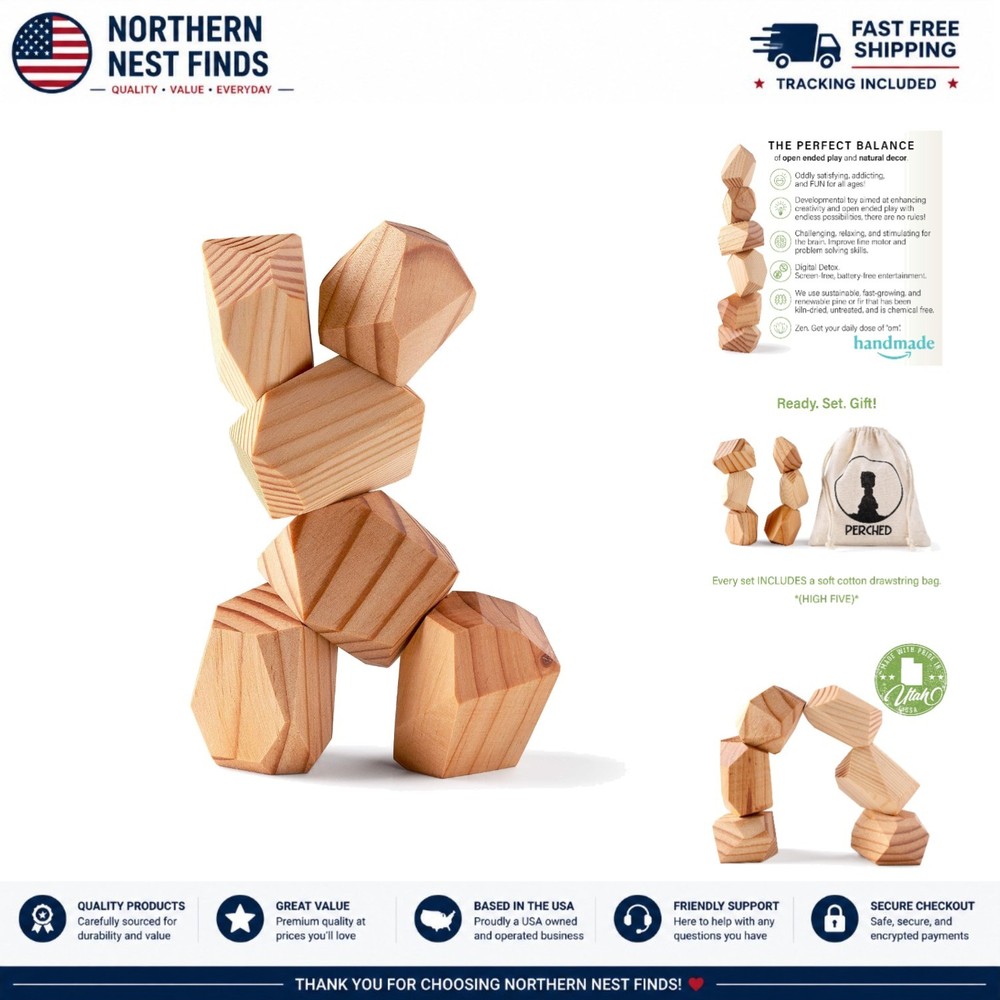 Eco-Friendly Stacking Stones Set – Natural Wood Blocks for Creative Thinking