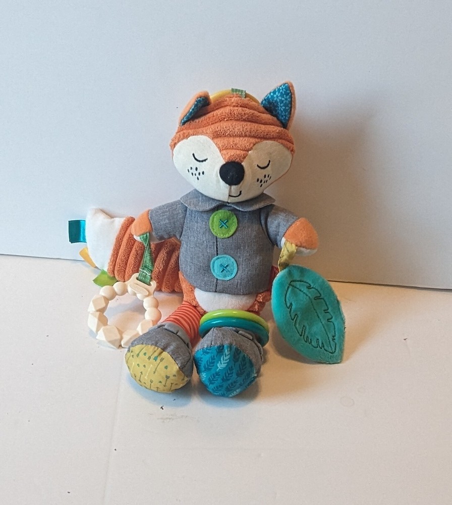 Infantino Playtime 10″ Plush Fox Sensory Activity Toy Rattle Crinkle Teether B3