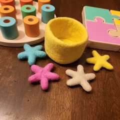 LOVEVERY Wooden Stacking Pegboard Toy Chunky Puzzle Felt Stars Lot