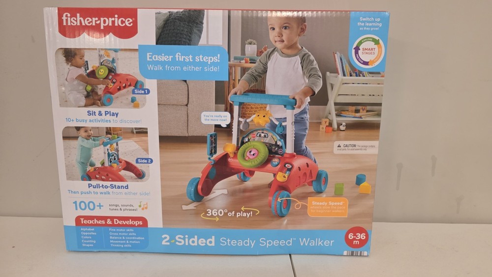 Fisher-Price 2-Sided Steady Speed Baby Walker Push Toy Lights Sounds 6-36M
