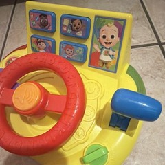 CoComelon Yellow Vehicle Activity Toy Steering Wheel Dashboard, Motor Skills