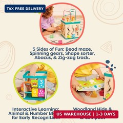 B. toys – Tabletop Activity Cube – Educational Storybook Included – Wooden Shape