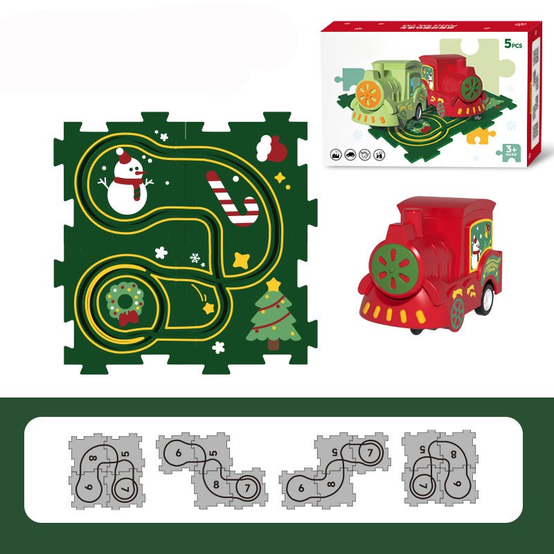 DIY Assembling Electric Trolley ,Kids Educational Puzzle Track Car Play Set Gift