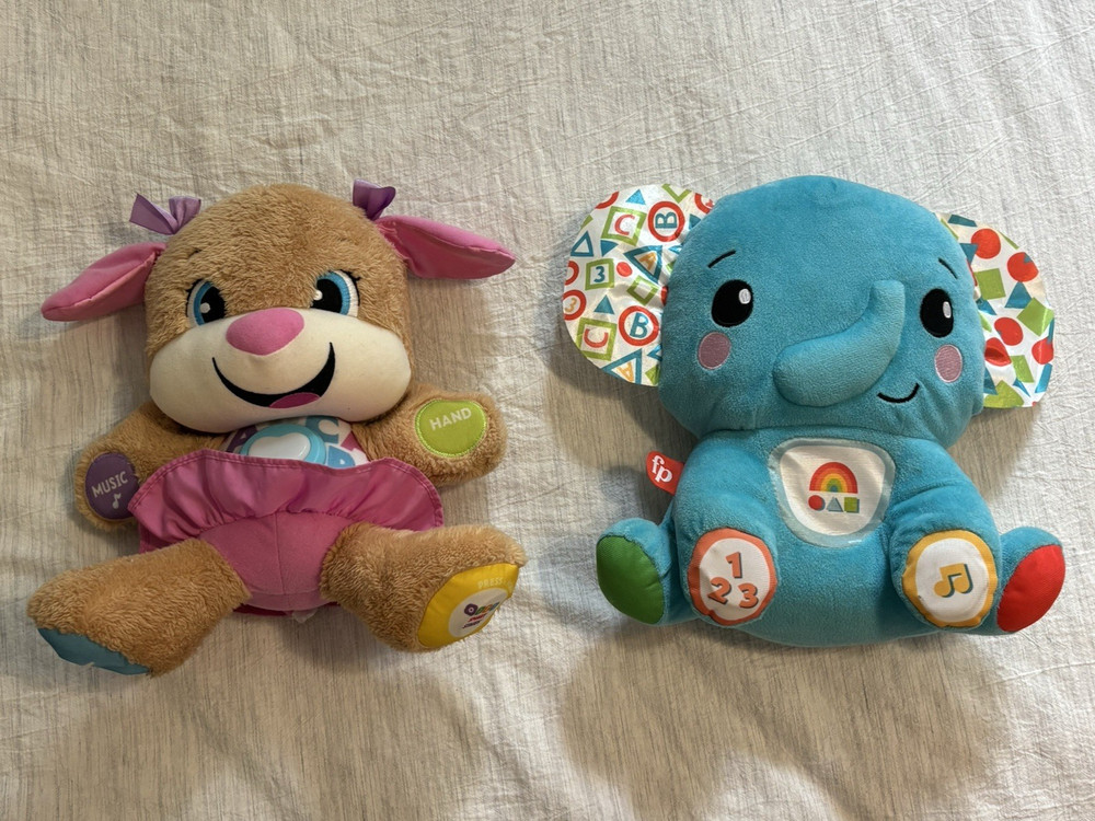 Fisher Price Laugh & Learn Plush Elephant Bunny Lot Lights Sounds Tested