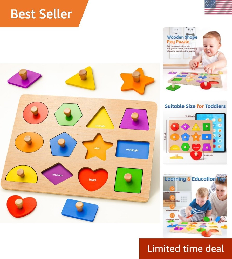 Wooden Shape Peg Puzzles for Toddlers 1 2 3 Old Boys Girls Gifts: Shape Sort…