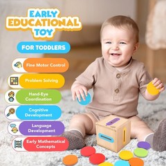 Montessori Wooden Color Sorting Sensory Toy for Toddlers 1-3 Years, Fine Motor S