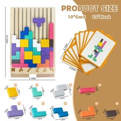 Wooden Stacking Puzzle Toy 3D Montessori Brain Teaser Game for Kids 4 to 6