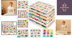 GRINNNIE Toddler Puzzle Gift Set – 6 Pack Animals, Numbers, Shapes for Ages 3-5