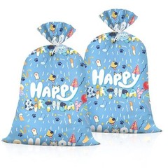 2 Pcs Large Blue Birthday Gift Bags Jumbo Plastic Reusable Gift Bag for
