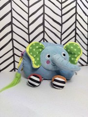 Kidsbooks Soft Elephant Interactive Happy Rattling Hanging Book Baby Toy 6054
