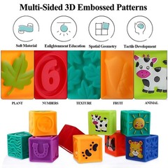 Baby Blocks, 9PCS Soft Squeeze Building Blocks Stacking Toys for 6+ Months Ba…