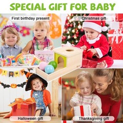 Object Permanence Box with Tray Three Balls Montessori Toys for 6-12 Months B…