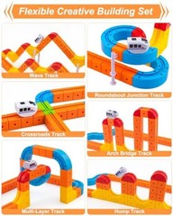 Electric Train Set for Kids, 3D Cube Track with Gravity Deluxe Set(147pcs)