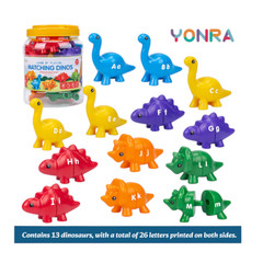 Dinosaur Matching Learning Toy with Storage Bucket for Kids Alphabet Style