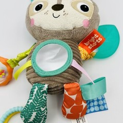 Bright Starts Playful Pals Sloth Gray Teether Rattle Crinkle Baby Activity Toy