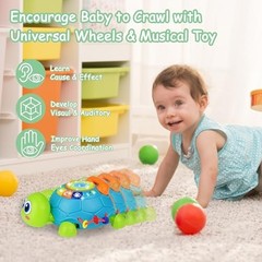 Baby Toys 6-12 Months, Musical Turtle Crawling Baby Toys for 12-18 Months, Tummy