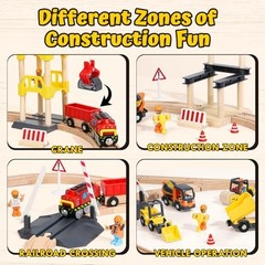 68PCS Wooden Train Set – Toy Train Set for Toddlers 2-4, Wooden Construction