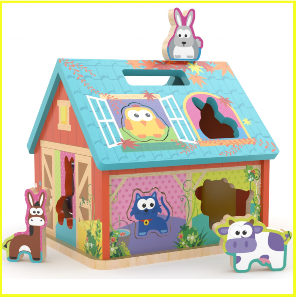 J’adore Shape Sorter Farm Wooden toy Montessori Educational Preschool Kids