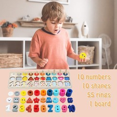 Wooden Montessori Toys for Kids, Toddler Number Puzzles Sorter Counting Shape…