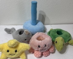Plush infant toddler stacking rattle toy sea creatures soft baby toy 5 Pcs