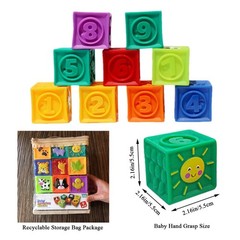 Baby Blocks, 9PCS Soft Squeeze Building Blocks Stacking Toys for 6+ Months Ba…